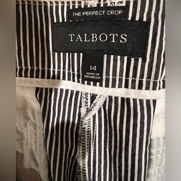 Talbots the perfect crop blue/white stripe pants size 14 - Picture 2 of 4